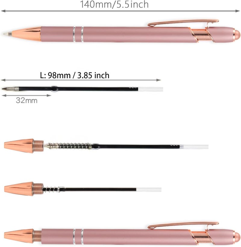 MengRan 3.85'' Ballpoint Ink Pen Refills for Click Pens, 1 mm Medium Point Tip, (Refills-Black ink-10Pcs) - Image 2